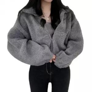 뽀글이 크롭 양털 점퍼 겨울용 데일리 아우터 PDM8+4QJO