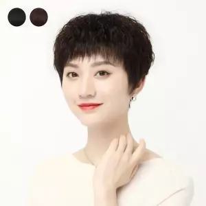 키밍 중년 여자통가발 패션 엄마 단발머리펌 전체가발 JGv6+1CEe
