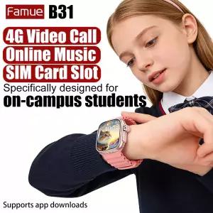 호환  Famue B31 4G 화상 통화 스마트워치 MP3 플레이어 카메라 SIM 카드 WiFi 16GB 저장공간 및 앱 다운로