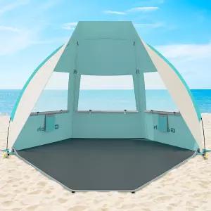 3/4-5/6-7 UPF 50+ 자외선 차단 기능을 갖춘 고리치 포터블 비치 텐트 5개의 모래주머니가 있는 가볍고