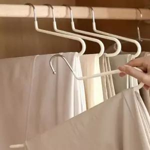 [생활] 휘어진 철제 바지걸이 5P 속옷 모자 옷걸이 고리 논슬립 PVC코팅