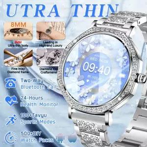 호환  2025 신형 스마트워치 여성용 선 466466 풀 터치 스크린 스포츠 피트니스 시계 블루투스 통화 디지털