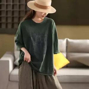 엘럽 여름 빈티지 여자 면 스크래치 프린트 상의 라운드넥 반팔 맨투맨 슬림핏 티셔츠 박템1