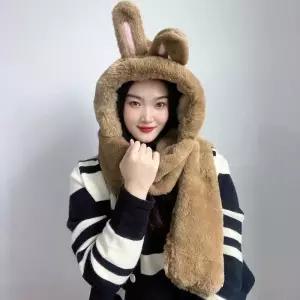 큐트레빗 일체형 후드 머플러 장갑목도리 후드목도리