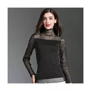 여성용 이너 시스루 실크레이스 메쉬 티셔츠 MF1