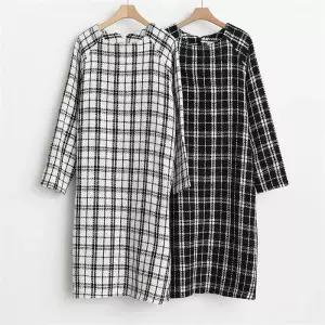 빅사이즈사랑해요 B202L010 럭셔리체크모직원피스 TM (6205607A)