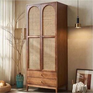 캐비닛 꾸미기 레트로 수납장 서랍 심플 엔틱 원목 인테리어 거실장 장롱 북유럽 라탄