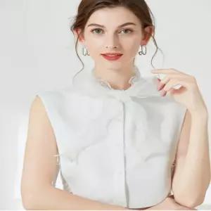 여성 러플 스트랩 넥케이프 페이크 슬리브리스이너넥 QYg8+1iLz