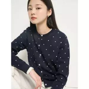 빈폴 BEANPOLE 코튼 라운드넥 도트 카디건 - 네이비/BF615AC03R 699235