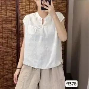 엘럽 여성용 빈티지 브이넥 민소매 퍼 앞짧은뒤긴긴코트 상의 리넨 박템1