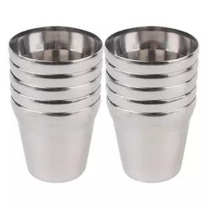 스텐레스 물컵 10개입 식당 휴게소 학교 급식소 유치 업소용물컵 스텐레스물컵 앵무새이유식컵