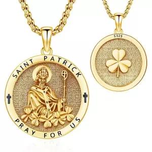 11401476 남자 목걸이 캐주얼 패션 심플 남성용 세인트 925 스털링 실버 패트런 메달 부적 보호 펜던트 주