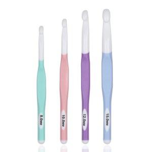 대형 사이즈 코바늘 4개 긴 세트 QLRFFLJOY 8mm 10mm 12mm 15mm 고무 손잡이 뜨개질 담요 숄 및 카펫용 DIY 실 도구