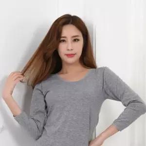 여성 무지 면스판 긴팔 기본 내의 이너 티셔츠 겸용 yut6+8yCk