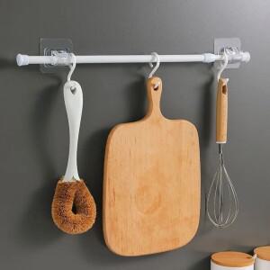 자기 접착 레일 후크 프리 커튼 클램프 막대 클립 조절 샤워 가정용 보관 스틱 랙 홀더