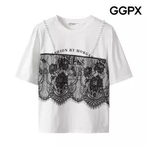 GGPX 진주끈 레이스 디테일 티셔츠 GP4TS012F 추천