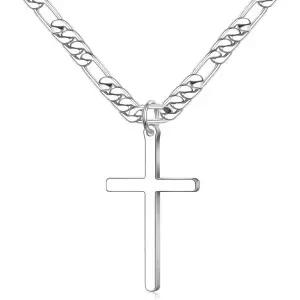 11400940 남자 목걸이 가벼운 심플 캐주얼 남성용 Ursteel 925 스털링 실버 크로스 펜던트 - 스테인리스 스