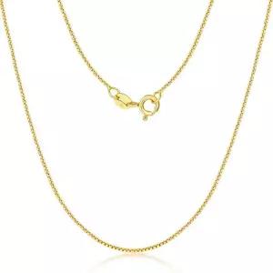 11400455 남자 목걸이 캐주얼 심플 가벼운 남녀용 14K 솔리드 옐로우 골드 박스 체인 섬세한 0.6mm/1mm 너