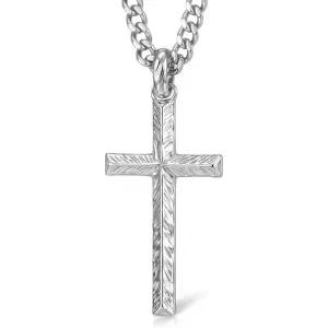 11400431 남자 목걸이 심플 캐주얼 패션 남성용 크로스 솔리드 925 스털링 실버 치즐 텍스처 펜던트 3.5mm