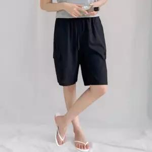 [신상오픈런]여성 심플 레이온 5부 팬츠 사이드 포켓 밴딩 바스락 스타일 (39101799)