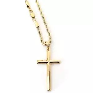 11400348 남자 목걸이 패션 가벼운 캐주얼 14K 골드 로프 체인 스타일 크로스 펜던트 남성용 3MM 걸쇠 매력