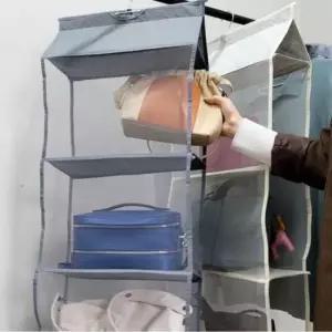 [생활] 가방 수납정리대 3단 걸이형 그레이 보관함 정리대