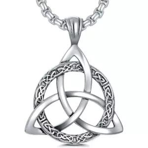 11400334 남자 목걸이 캐주얼 심플 패션 남성용 셀틱 스털링 실버 매듭 트라이케트라 트라이앵글 트리니티