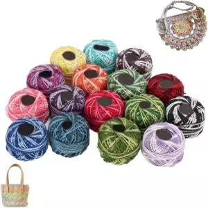 16 롤 코바늘 뜨개질 실 레인보우 컬러 크로스 스티치 뜨개질용 하드레인저 바늘 포인트 핸드 자수 재봉