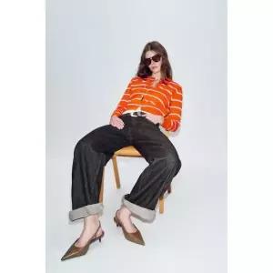 [ZARA] 자라 레더 키튼힐 슈즈 - 브라운 3400975