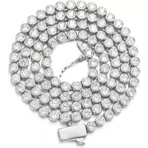 11400301 남자 목걸이 가벼운 패션 심플 여성 남성용 BREN 베젤 테니스 18K 화이트/옐로우 골드 도금 3mm 1