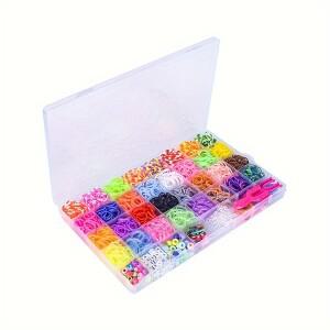 2800pcs + 32 색상 40 그리드 박스 룸 밴드매력 후크 다채로운 고무 팔찌 키트 만들기