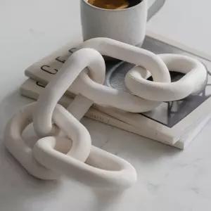 화이트 우드 체인 링크 장식 선반 및 커피 테이블용 데코 조각 책장 액세서리 콘솔 현관 테이블 인테리어