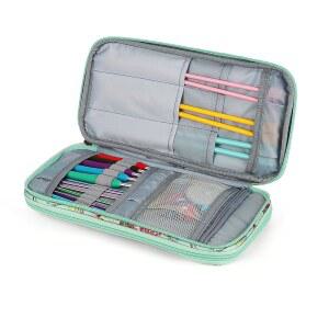 케이트 뜨개질 바늘 케이스 빈 지퍼백 정리함 휴대용 여행용 크로셰 보관 가방 웹 포켓 및 다양한 바늘과 액세서리를 운반 있는 홀더 슬롯