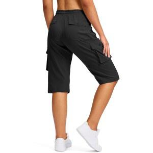 여성 하이킹 카고 버뮤다용 비오디아 15인치 롱 반바지 여름 여행 낚시용 경량 무릎 길이 카프리스