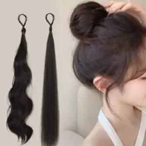 여성 묶음머리 부분 가발 피스 승무원 면접용 xap7+8DtB