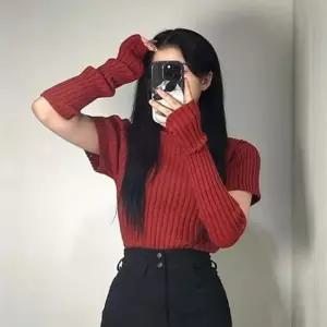 [의류] 여성 핸드 암 워머 목폴라 반팔 니트 세트/SET 2color