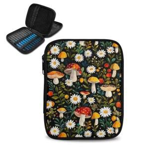 위류우프트 귀여운 버섯 코바늘 홀더 정리함 케이스 뜨개질 도구 보관함 여행 에 한 대용량 작업