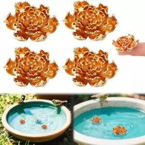 오토링 4개 미니 모란 모양 구리 목욕 디스크 장식 황동 조류 정화 클리너 싱글 0.6온스 무게의 야외