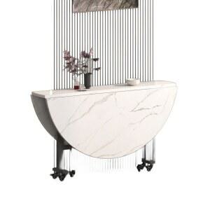 접이식테이블 원형 반원 폈다 사각형 원테이블 블랙 반원다리 원목 화이트