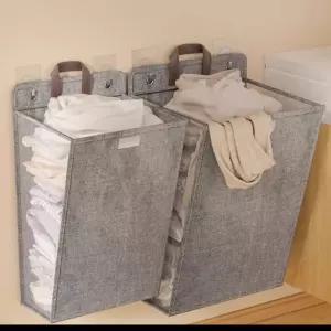 [cm00376]욕실 더러운 옷통 접이식 가정용 침실 숙소 다용도 정리 수납 행거 문 뒤 벽 바구니