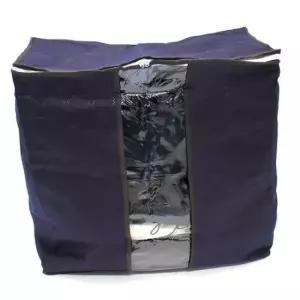 [생활] 투명 의류 수납함 세로형 남색 침구 정리함 옷장 정리