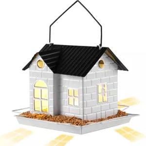 야외 행잉용 YKNTGIAO 태양광 조류 공급기 다람쥐 방지 금속 하우스 핀치 카디널 치카디용 야생 대용량