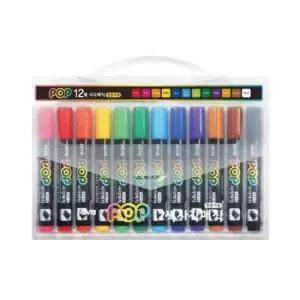 [문구/오피스] 전문가용 사각 유성매직 12색 1P 사각닙 컬러 마카펜