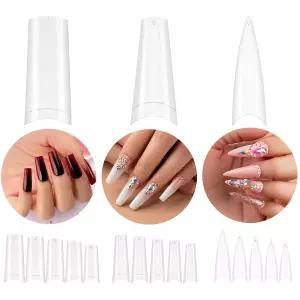비틀스 젤 네일 팁 클리어 3가지 스타일의 관 발레리나 스틸레토 488Pcs 10 사이즈 사전 모양의 하프 커버