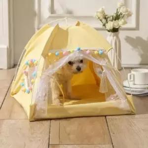 [반려] 반려동물 폼폼이 텐트하우스 옐로우 반려견텐트 개집