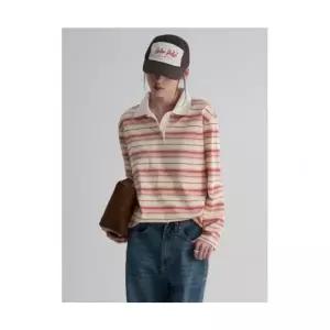 에잇세컨즈 8SECONDS 스트라이프 칼라 럭비 티셔츠 레드 1695361