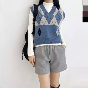 여성 포근 골덴 기모안감 팬츠 밴딩 3부 반바지 jxN8+4NSO