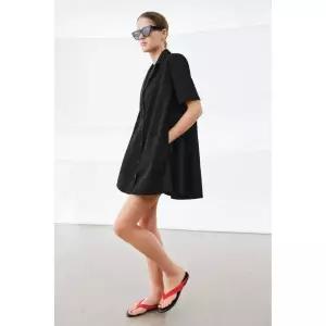 ZARA ZW 컬렉션 포플린 숏 원피스 - 블랙