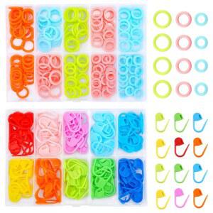 LUNARM 340 링 마커와 화려한 뜨개질 코바늘 카운터 바늘 클립 수공예 재봉을 위한 보관 상자 2개