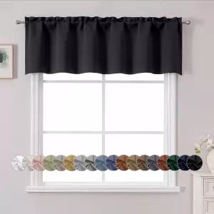 창문용 치호메닉 블랙 밸런스 침실/거실용 블랙아웃 작은 주방 커튼 막대 포켓 프라이버시 숏 윈도우 처리